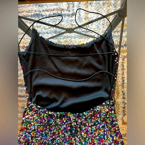 B. Darlin Multi Colored Sequin Stretch Bodycon Dress Size 7/8 - Picture 3 of 3